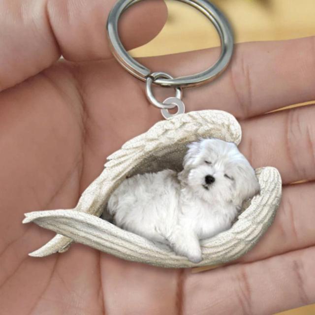 Dog Sleeping Angel Keychains