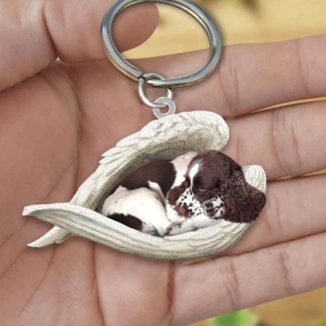 Dog Sleeping Angel Keychains